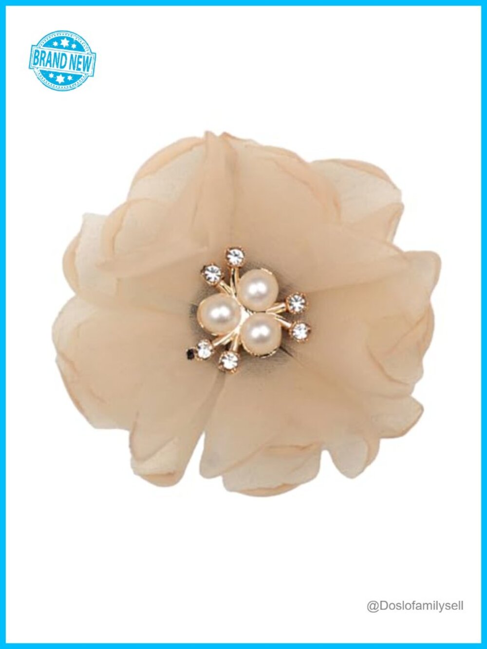 Organza Mesh Flower Hair Clip Rhinestone Pearl Hairpin